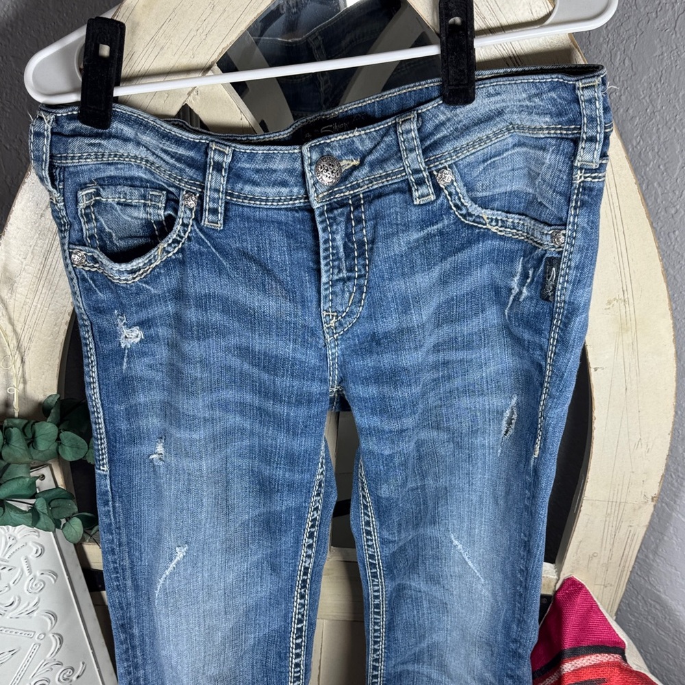 Silver Jeans Women's Blue Distressed Skinny Jeans